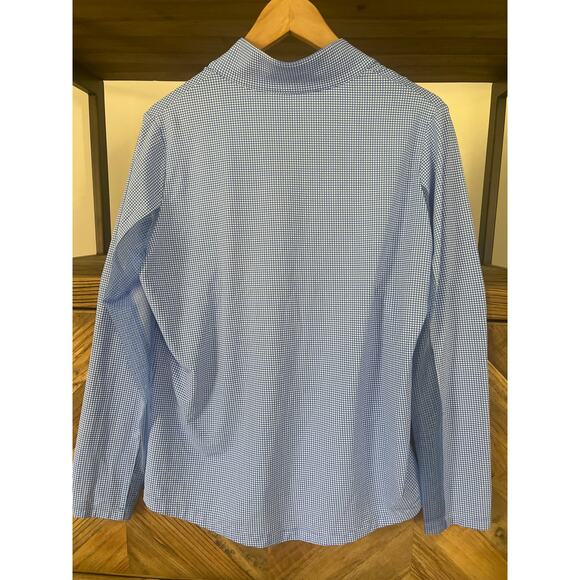 IBKUL Quarter Zip Pickleball Tennis Long Sleeve Shirt Blue White Gingham Large - Picture 6 of 7